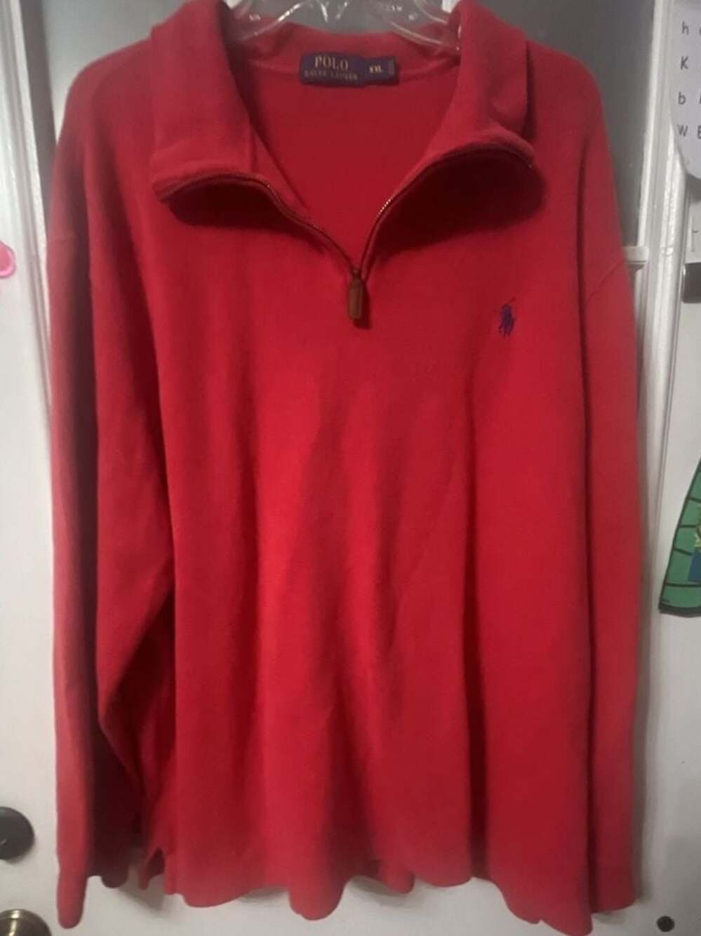 Polo Ralph Lauren Men's Red Quarter-Zip Pullover Sweater XXL